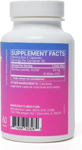 Microbiome Labs HU58 High Potency Bacillus subtilis 60 Capsules