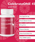 Celebrate Vitamins Celebrateone 45, 45Mg Iron - Once Daily Bariatric Multivitamin, Essential Vitamins & Minerals - Gastric Bypass & Sleeve Gastrectomy Supplement (90 Capsules)