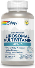 Solaray Liposomal Multivitamin For Men, Enhanced Absorption Immune, Energy & Bone Support Supplement, Mens Daily Multi Vitamin, Bcaas, Vitamin D3, C, B12, Zinc, Vegan, Soy Free, 60 Serv, 120 Vegcaps