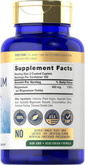 Carlyle Magnesium 500mg | 300 Coated Caplets | Vegetarian Non-GMO and Gluten Supplement