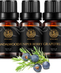 Aromatherapy Grapefruit Essential Oil Set for Diffuser, 3X10ml 100% Pure Juniper Berry Essential Oil Kit for Humidifier-Grapefruit, Juniper Berry, Sandalwood Oil Set, Aromatherapy Sandalwood Oil Kit