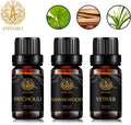 Aromatherapy Patchouli Essential Oil Set for Diffuser, 3X10ml 100% Pure Vetiver Essential Oil Kit for Humidifier - Patchouli, Vetiver, Sandalwood Essential Oil Set, Aromatherapy Sandalwood Oils Kit