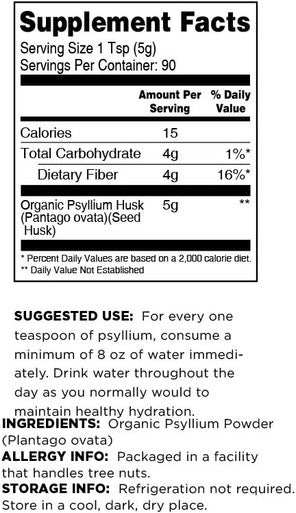Terrasoul Superfoods Organic Psyllium Husk Powder 1 Lb - Superfine Texture | High Purity | Keto Baking