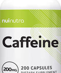 Nui Nutra Caffeine Pills | 200mg | 200 Capsules | Energy & Mental Focus Support Supplement | Pre Workout & Anti-Fatigue | Helps Support Alertness and Fight Daytime Sleepiness