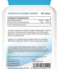 Kids Vitamin D3 600iu Chewable 180 Tablets. Sugar Free. Natural Orange Flavour. Made by Health4All Kids