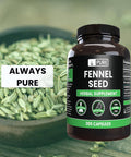 PURE ORIGINAL INGREDIENTS Fennel Seed (365 Capsules), No Magnesium Or Rice Fillers, Always Pure, Lab Verified