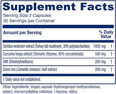 Vitanica CCDG Blend Immune Support DIM Supplement 200mg Turkey Tail Mushroom Turmeric Green Tea Vegan 90 Capsules