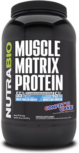 Nutrabio Creatine Monohydrate Unflavored (150 g) and Muscle Matrix Protein Powder (Confetti Cake) Supplement Bundle Muscle Energy Maximum Growth Recovery and Strength