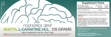 Acetyl LCarnitine Powder HCL Form 125 Grams ALCAR Amino Acid Supplement Energy Supplement Supports Mitochondrial Function Weight Loss and Healthy Aging