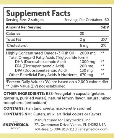 Enzymedica Aqua Biome Fish Oil Maximum Strength 120 Count