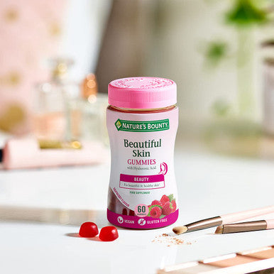 Nature's Bounty Beautiful Skin Gummies - Pack Of 60 Gummies 30 Day Supply - Including Zinc Vitamins C & E Biotin & Hyaluronic Acid - Support Your Beauty Routine - Vegan
