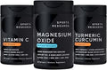 Sports Researcha' Multivitamins Pack High Potency Vitamin C Supplement 1000Mg + Magnesium Oxide 420Mg + Turmeric Curcumin C3 Complex W/Bioperine Black Pepper Extract