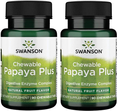 Swanson Chewable Papaya Plus 90 Chwbls Enzyme (2 Pack)