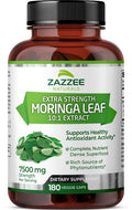 Zazzee Organic Moringa Oleifera 10:1 Extract, 7500 Mg Strength, 100% Pure Superfood, 180 Vegan Capsules, Concentrated And Standar