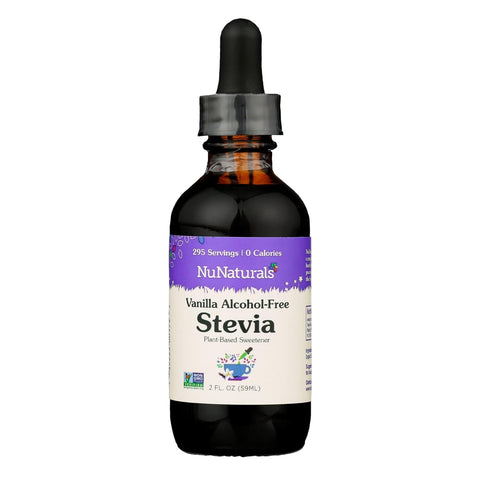 NuNaturals Liquid Stevia SugarFree Sweetener PlantBased Sugar Substitute Zero Calorie Unflavored AlcoholFree 2 oz