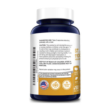 NusaPure St. John's Wort 1100 mg 180 Veggie Capsules (Vegetarian,Non-GMO & Gluten-Free) 1950 mcg Hypericin