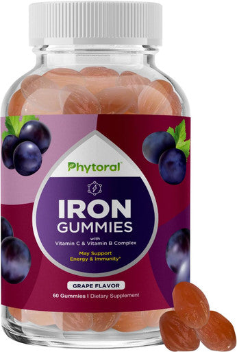 Phytoral Natural Multivitamin Iron Gummies For Adults - Adult Gummy Vitamins With Iron And Energy Boost B Complex Vitamins - Gummy Iron Supplement And Mental Clarity And Focus Multivitamin With Iron Gummy