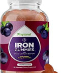 Natural Multivitamin Iron Gummies for Adults Adult Gummy Vitamins with Iron and Energy Boost B Complex Vitamins Gummy Supplement and Mental Clarity Focus Multivitamin