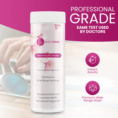 Healthfare Feminine Ph Checker Test Strips To Monitor Intimate Health, Balance Ph Level 3.0-5.5 | Accurate Test Kit For Women'S Vaginal Alkalinity & Acidity Balance [125 Strips]