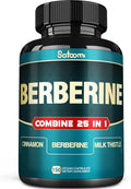 Satoomi 25In1 Berberine Supplement - 27000Mg Per Serving Equivalent (Extract 30:1) Berberine Hcl 9000Mg Ceylon Cinnamon 1500Mg Milk Thistle 4500Mg And More - Body Management & Immune System