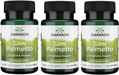 Swanson Saw Palmetto Men Prostate Health Hormone Support Urinary Health 160 Milligrams 120 Sgels (3 Pack)