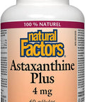 Natural Factors Astaxanthin Plus Antioxidant Support for Eye Cardiovascular and Immune Health 60 Softgels