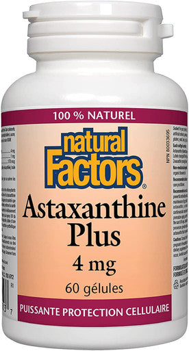 Natural Factors Astaxanthin Plus Antioxidant Support for Eye Cardiovascular and Immune Health 60 Softgels