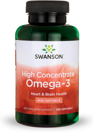 Swanson High Concentrate Omega-3 Fish Oil - Essential Fatty Acids - (120 Softgels 680mg Each)