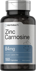 Zinc Carnosine Supplement | 84mg per Capsule | 150 Count | Non-GMO & Gluten Free | by Horbaach