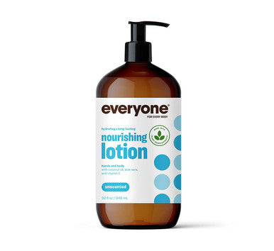 Everyone Nourishing Hand and Body PlantBased Lotion with Pure Essential Coconut Oil Aloe Vera Vitamin E Unscented 32 Ounce Pack of 2