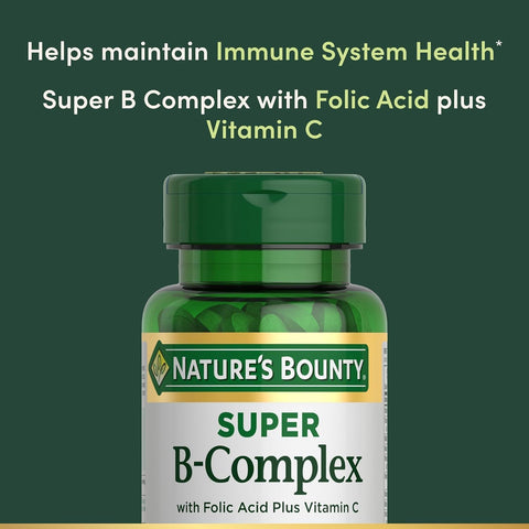 NatureS Bounty Super B Complex With Vitamin C and Folic Acid Immune and Energy Support 150 Tablets Pack Of 2