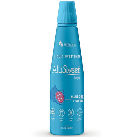 AluSweet Allulose + Stevia Drops Natural Liquid Sweetener 6oz Zero Calories GlutenFree LactoseFree KetoFriendly DiabeticFriendly Perfect for Beverages & Cooking (1Pack)