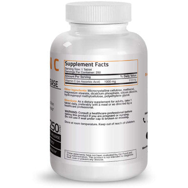 Bronson Vitamin C 1000 mg Sustained Release Premium Non-GMO Ascorbic , 250 Tablets