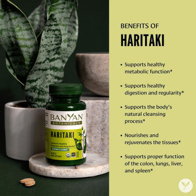Banyan Botanicals Haritaki Tablets Certified Organic Terminalia Chebula Supports Detoxification & Rejuvenation* 90 Tablets Non-Gmo Sustainably Sourced Certified Fair For Life Fair Trade