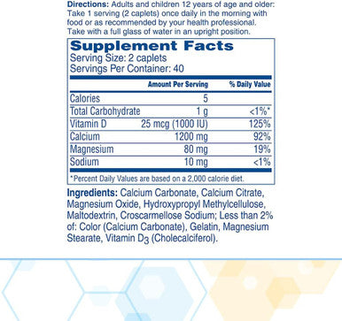 Citracal Slow Release- Calcium 1200 mg with Vitamin D3, Magnesium, Calcium Supplement, Bone Health Support, Take Once Daily Caplet,80 Count