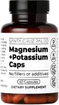 Santa Cruz Paleo Magnesium + Potassium Caps Supplement For Men And Women Paleo Keto Sugar and Gluten Magnesium Glycinate 166Mg And Potassium Citrate 38Mg Per Serving American Made 60 Caps