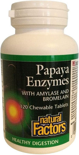 Natural Factors Papaya Enzymes Promotes Healthy Digestion 120 Chewable Tablets