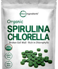 Organic Chlorella Spirulina Tablets, 3000mg , 720 Counts, 4 Months Supply, 50/50 Blend Superfood, No Filler, No Additives, Cracked Cell Wall, Rich in Vegan Protein & Chlorophyll