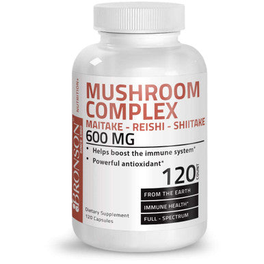 Triple Mushroom Complex - Maitake - Reishi - Shiitake - Powerful Antioxidant And Immune System Booster - Full Spectrum Mushroom Complex - 600 Mg Capsules - 120 Count