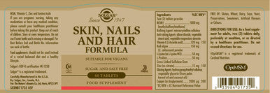 Solgar Skin Nails & Hair Advanced Msm Formula 60 Tablets - Supports Collagen For Hair Nail And Skin Health - Provides Zinc Vitamin C & Copper - Non Gmo Vegan Gluten & Dairy Free - 30 Servings