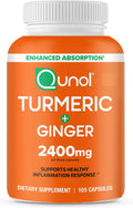 Qunol Turmeric Curcumin With Black Pepper & Ginger, 2400Mg Turmeric Extract With 95% Curcuminoids, Extra Strength Supplement, Enhanced Absorption, Joint Support Supplement, 105 Count