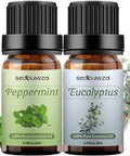 Peppermint + Eucalyptus Essential Oils For Aromatherapy 100% Pure Premium Eucalyptus Massage Oils Massage Skin - 2*10ML Essential Oil