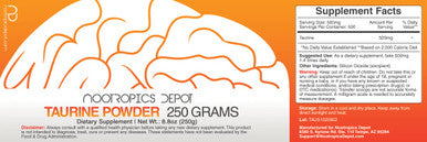 Taurine Powder | 250 Grams | Amino Supplement | Supports Healthy Metabolic Function, Cardiovascular Health, and Healthy Levels
