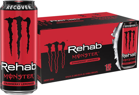 Monster Rehab Tea + Lemonade + Energy, Energy Drink 15.5 Ounce | Energy Iced Tea, Pack of 15