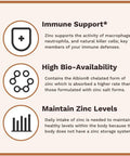 Utzy Naturals Prot o-Zinc | Chelated Zinc For Immune Health | Albion Chelated Zinc Bisglycinate (Traacs) | Made In The Usa | 60 Capsules