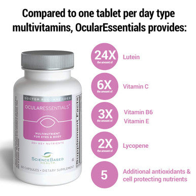 ScienceBased Health Ocularessentials Whole Body Formula - Specialized Eye & Body Multinutrient - 30 Key Ingredients - Rich In Antioxidants And Cell-Protecting Nutrients - 60 Capsules