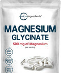 Micro Ingredients Magnesium Glycinate 500mg Per Serving 240 Capsules | Potent Elemental Form 100% Chelated High Absorption | Healthy Muscle Bones & Mood Support Supplement | Non-GMO