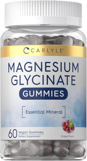 Carlyle Magnesium Glycinate Gummies | 60 Count | Grape Flavor | Vegan Non-GMO Gluten Supplement