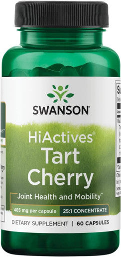 Swanson HiActives Tart Cherry - Natural Supplement Supporting Joint Health Mobility & Flexibility - Helps Strengthen Collagen Structures & Connective Tissue - (60 Capsules 465mg Each)