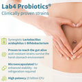 Live Cultures+ Lab4 Probiotics, Vegan Lactobacillus Acidophilus & Bifidobacterium, Guaranteed 25 Billion CFU, Plus Non-Bloating Prebiotic for Men & Women, 30 Capsules, by Igennus
